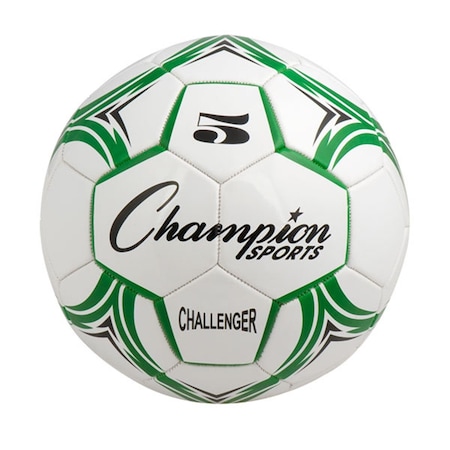 Champion Sports Challenger Series Soccer Ball, Green & White - Size 5 CH5GN